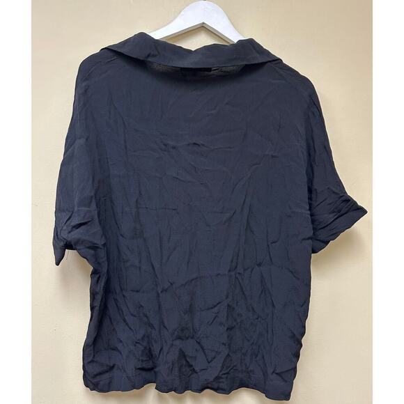 Workwear NWT Size Small Black V-Neck Pullover Collared Blouse Casual - Picture 2 of 8